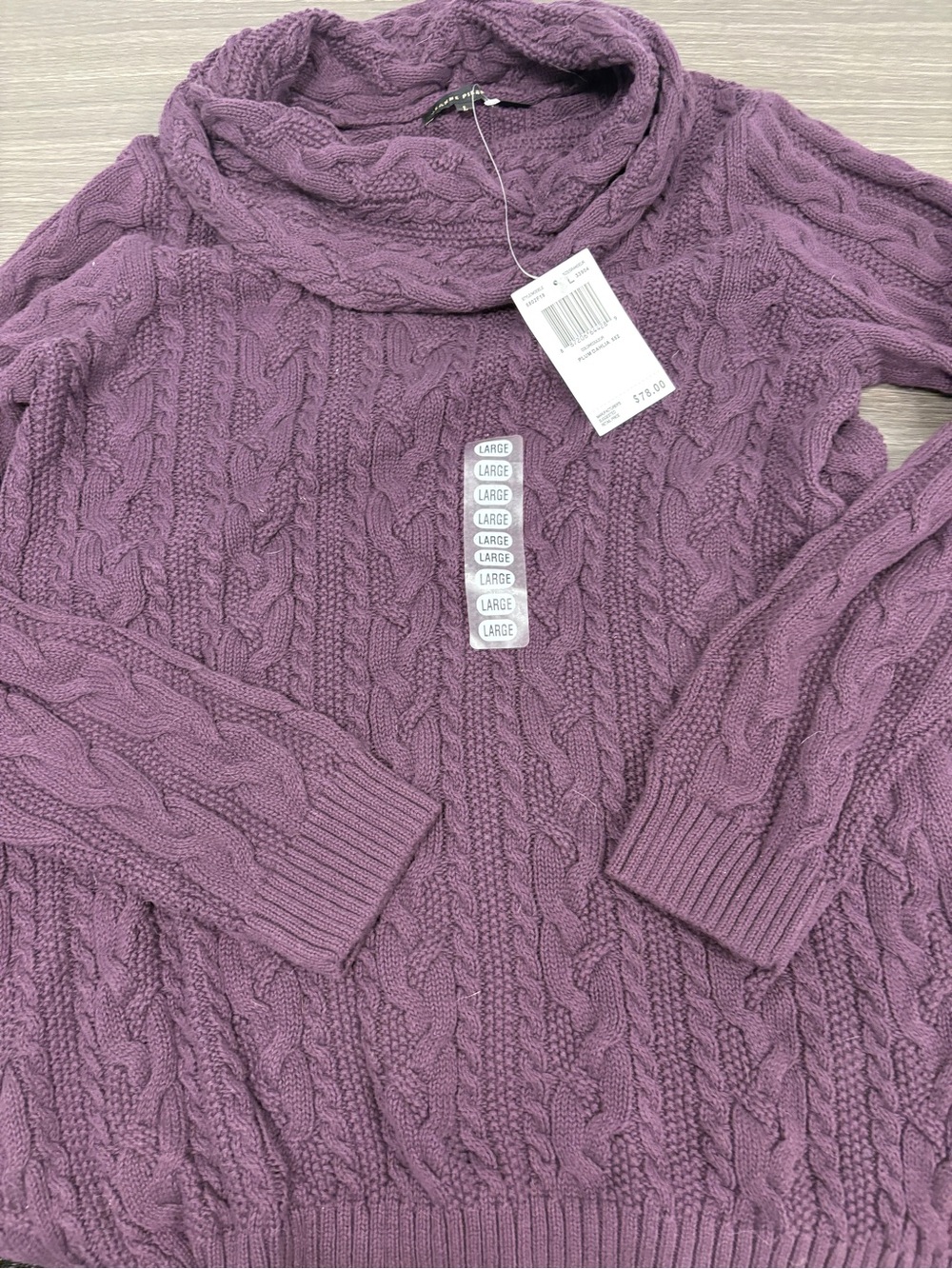 Jeanne Pierre Cable Knit Cowl Neck Sweater - Lavender Plum -